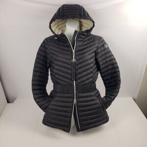 Moose Knuckles S/P Black Hooded Down Jacket Vanilla Sky Womens Puffer Coat